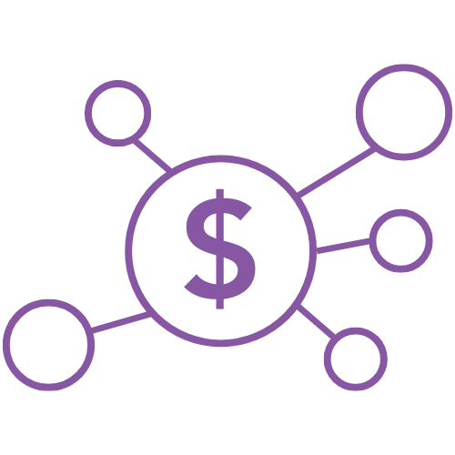 Dollar symbol with nodules expanding from the centre.